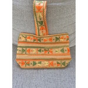 vtg Purse Tribal‎ Ethnic Hippie Woven BOHO BAG  tote 60's 70's Yarn Burlap